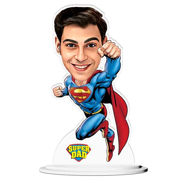 caricature for him dressed as superman