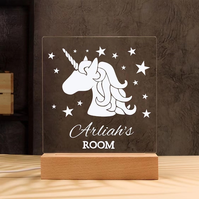 personalised LED lamp with unicorn design for kids shop online