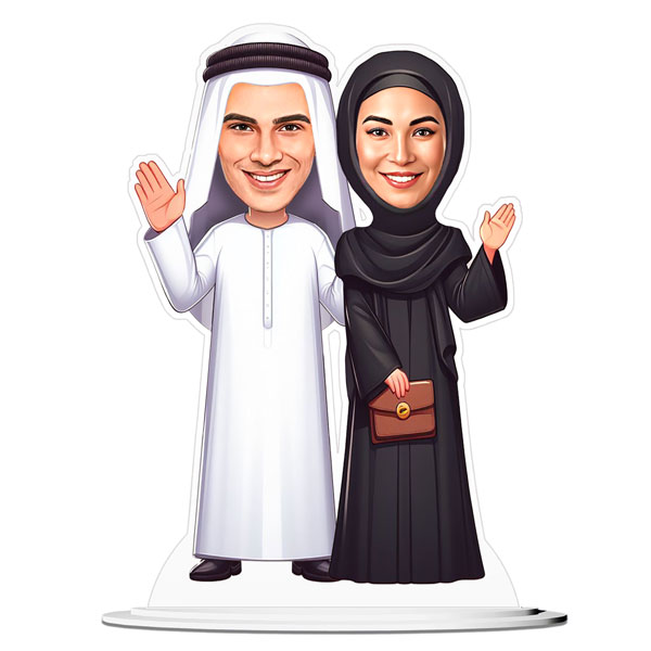 Emirati Couple Caricature
