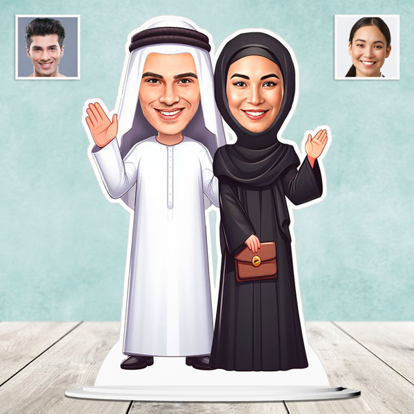 Emirati Couple Caricature
