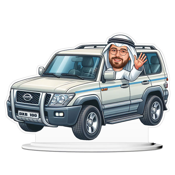 Arab Man in SUV Caricature