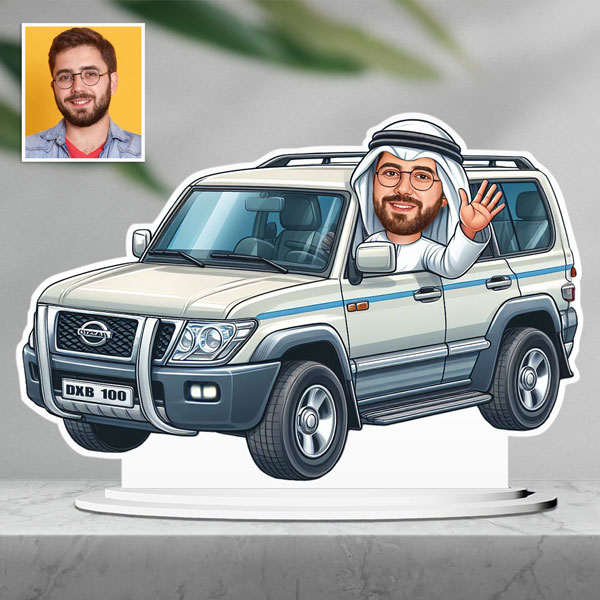 Arab Man in SUV Caricature