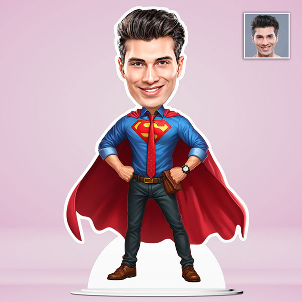 Super Dad with Red Cape Caricature