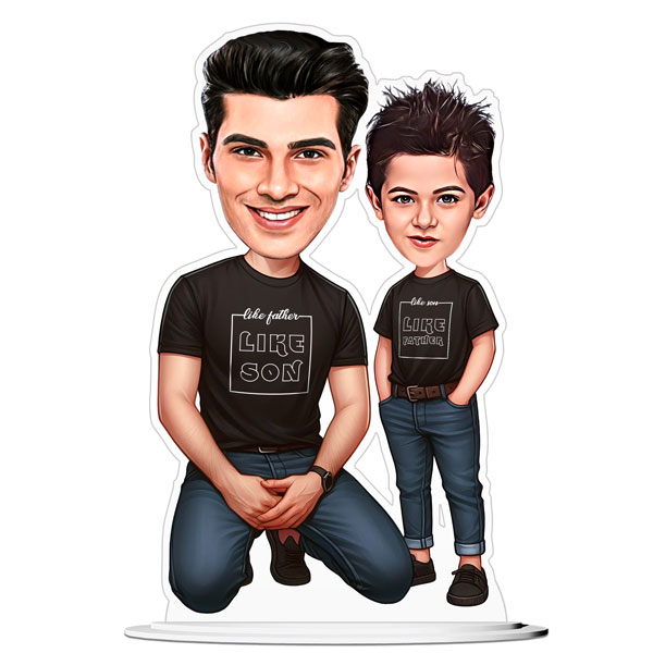 Like-Dad Like-Son Caricature Blk