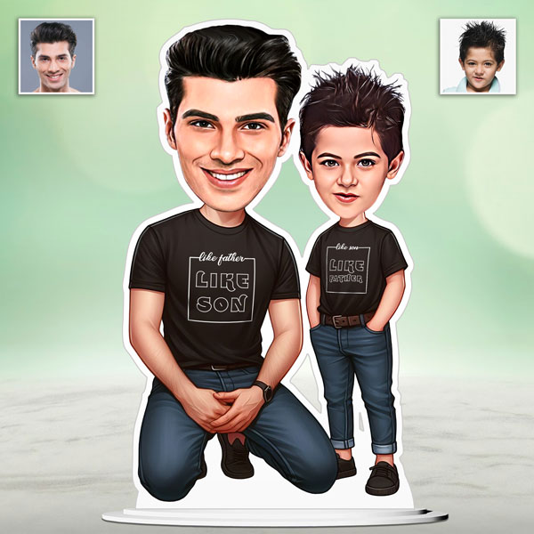 Like-Dad Like-Son Caricature Blk